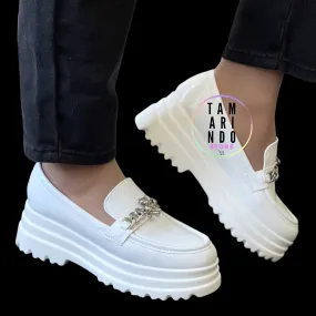 Mocasines charol blanco 3011
